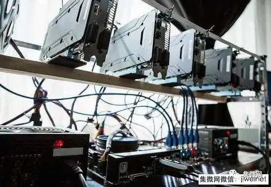 Large-scale bitcoin mining farm with rows of miners